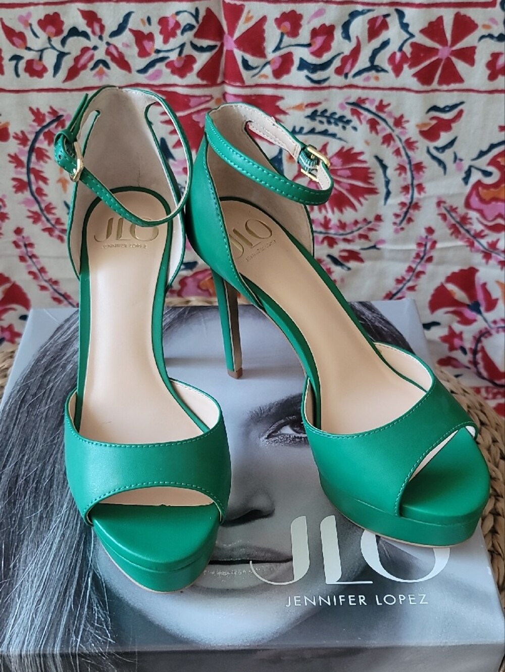NWT J Lo Whimsgoth Emerald Open Toe Ankle-Strap Platform Stiletto Heel - Picture 2 of 14